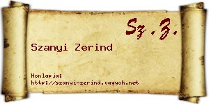Szanyi Zerind névjegykártya